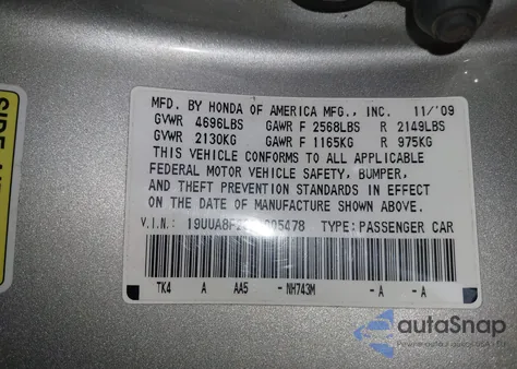 2010 Acura Tl 3.5 z USA, uszkodzony, nr VIN 19UUA8F26AA005478